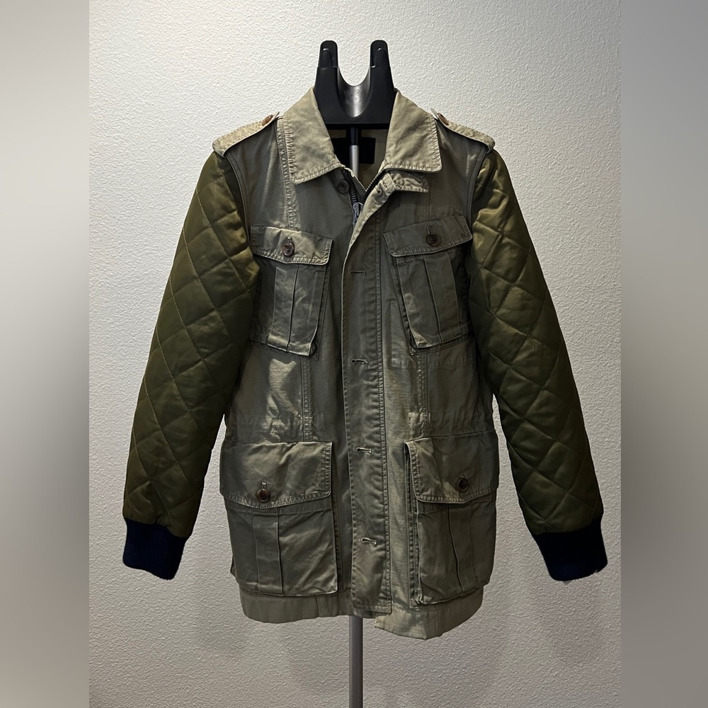 J.Crew B2589 Quilted Sleeve Military Utility Field Jacket Olive Green Size S